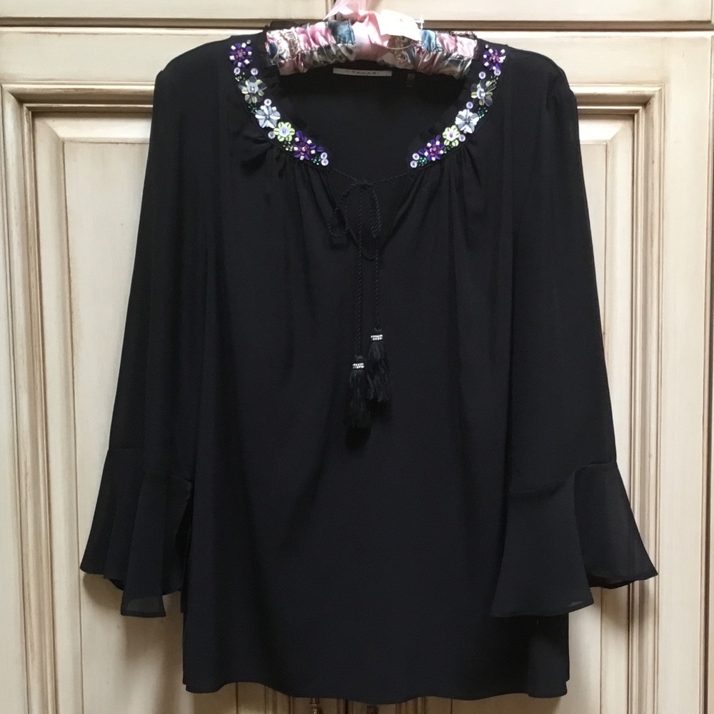 T Tahari Black Blouse